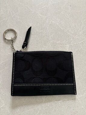 Vintage Coach Black Signature Mini Skinny ID Holder Case Keychain Wallet Y2K